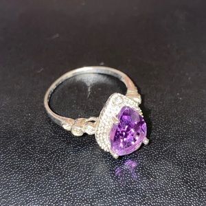Genuine 3.45 ct Amethyst S925 sterling silver ring